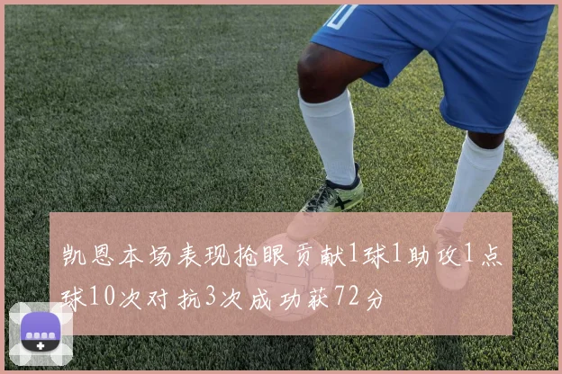凯恩本场表现抢眼贡献1球1助攻1点球10次对抗3次成功获72分